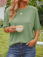 Saodimallsu Womens Oversized Batwing Sleeve Knit Pullover