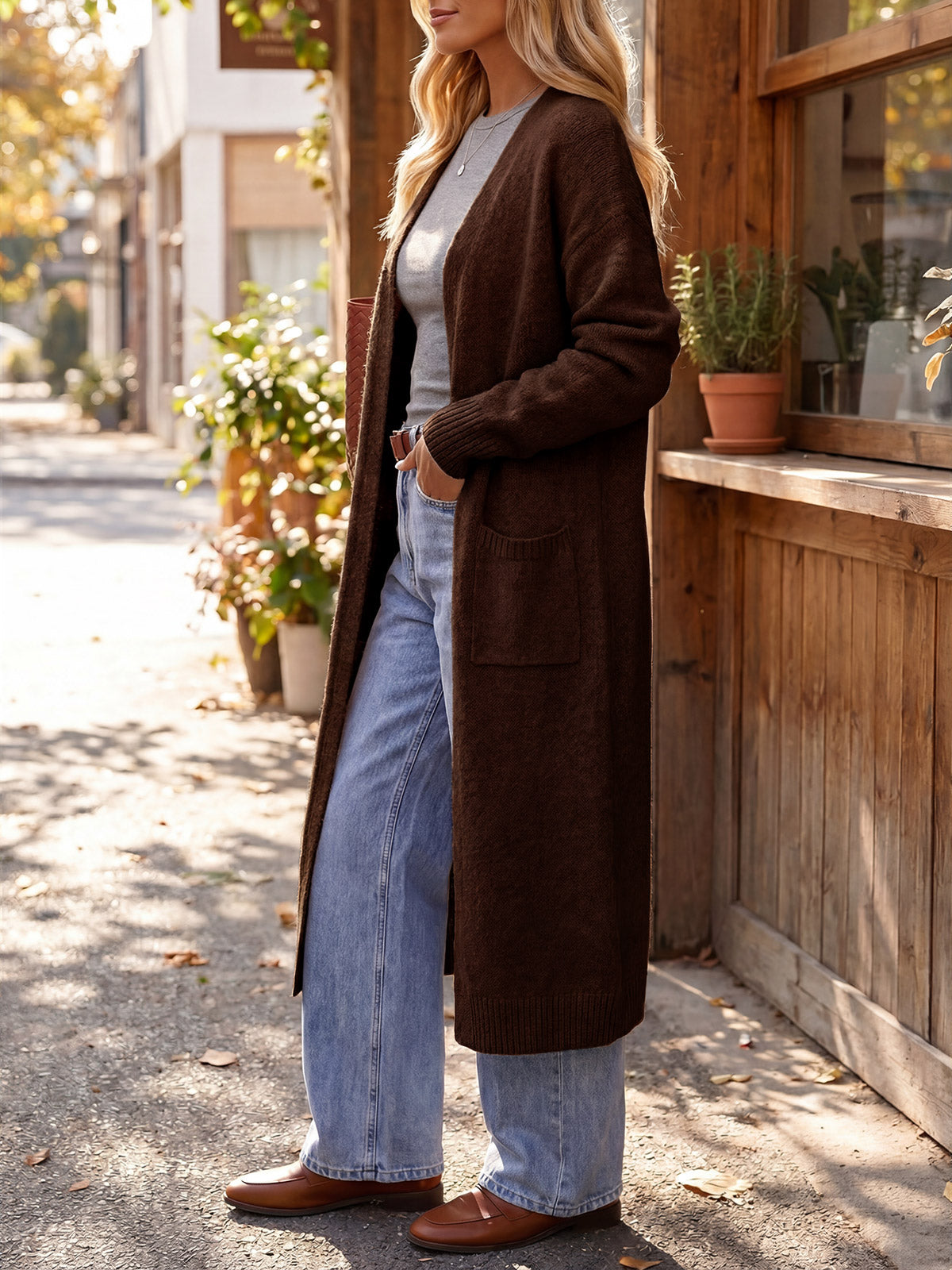 Saodimallsu Women Long Open Front Knit Cardigan Duster