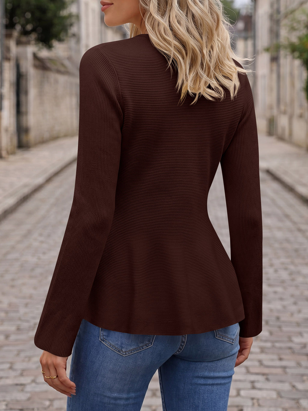 Saodimallsu Womens Ruffle Knit Cardigan Tops