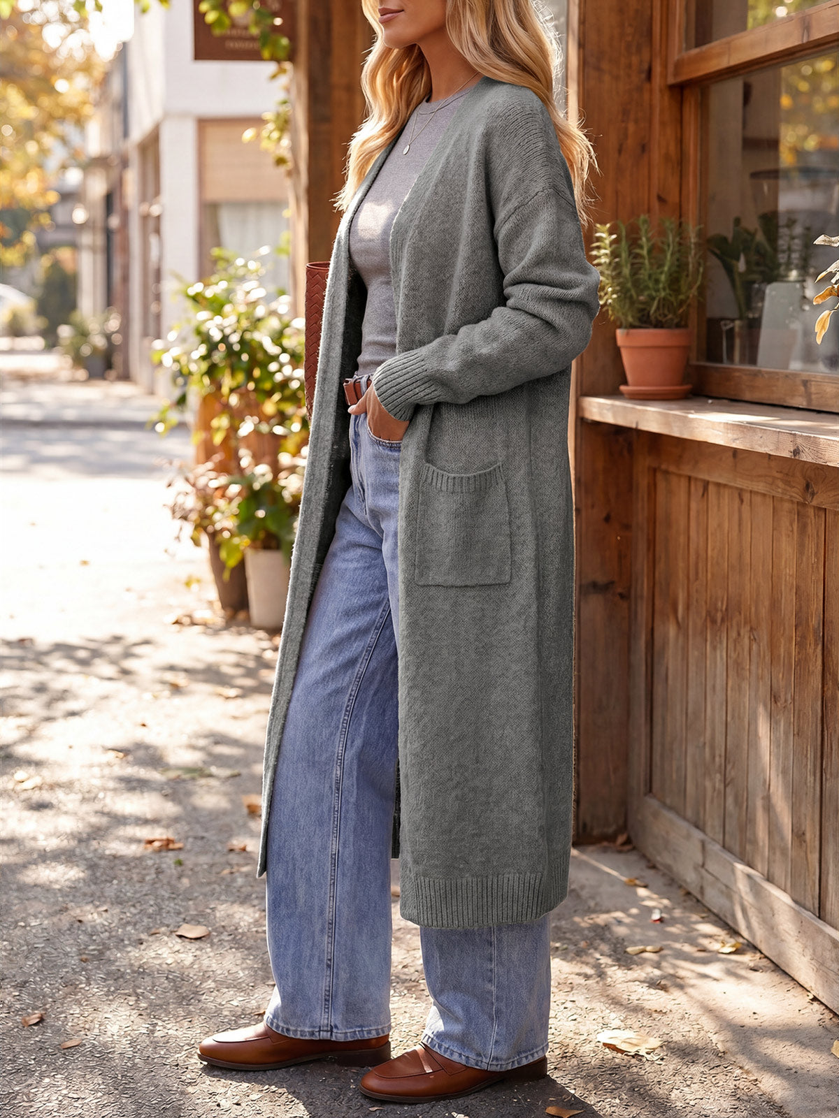 Saodimallsu Women Long Open Front Knit Cardigan Duster