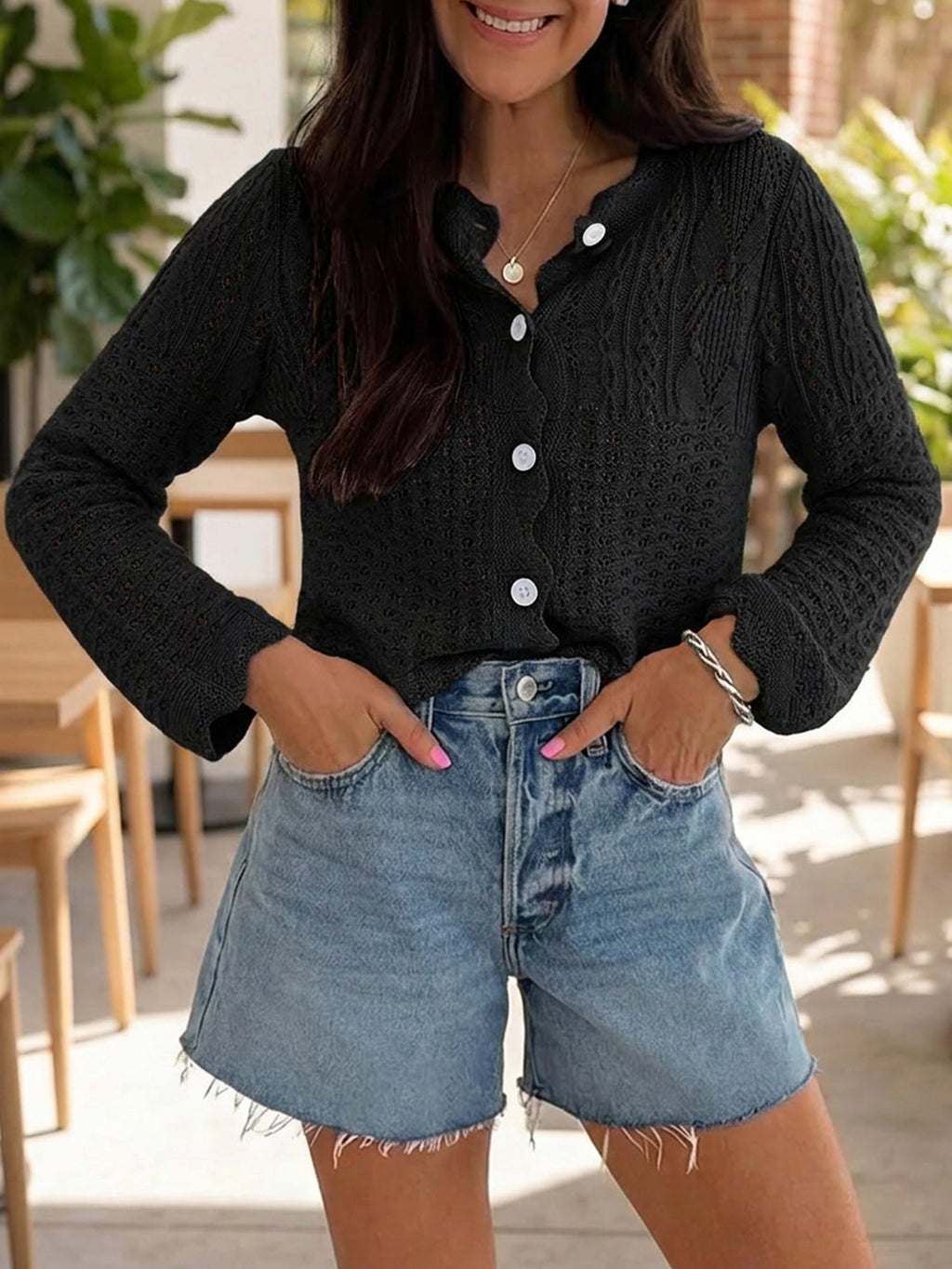 Saodimallsu Womens Crochet Cotton Knit Cardigans