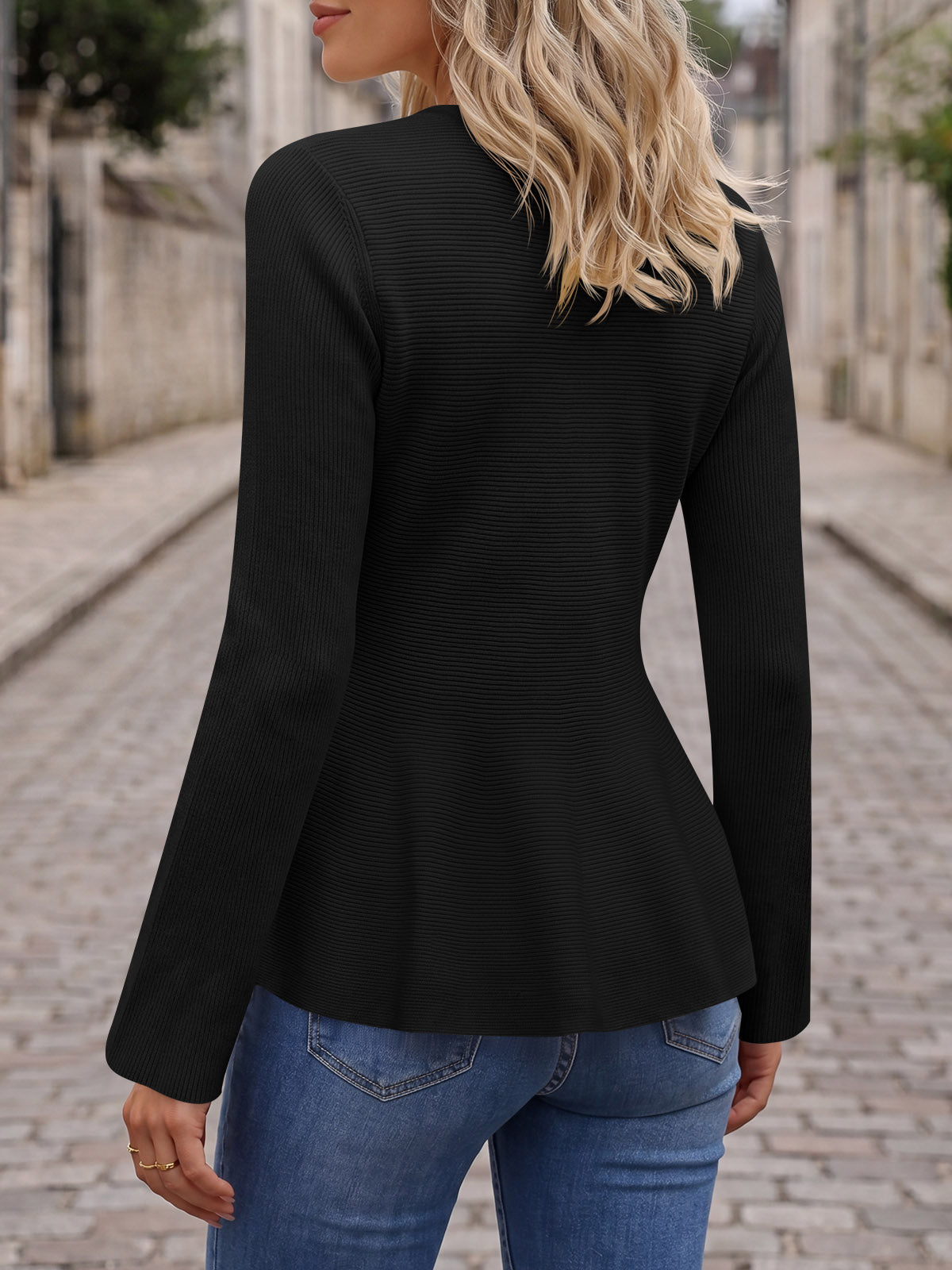 Saodimallsu Womens Ruffle Knit Cardigan Tops