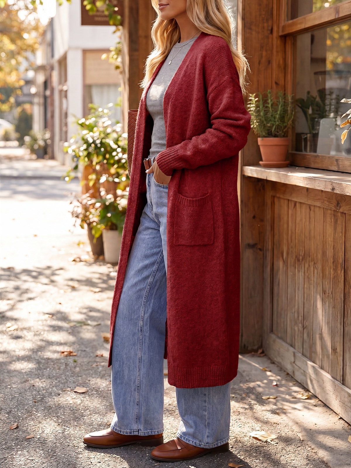 Saodimallsu Women Long Open Front Knit Cardigan Duster