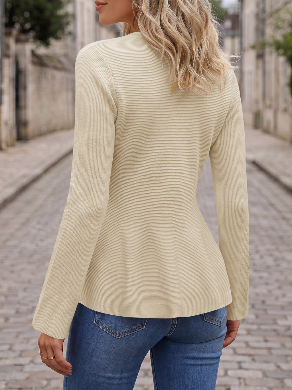 Saodimallsu Womens Ruffle Knit Cardigan Tops