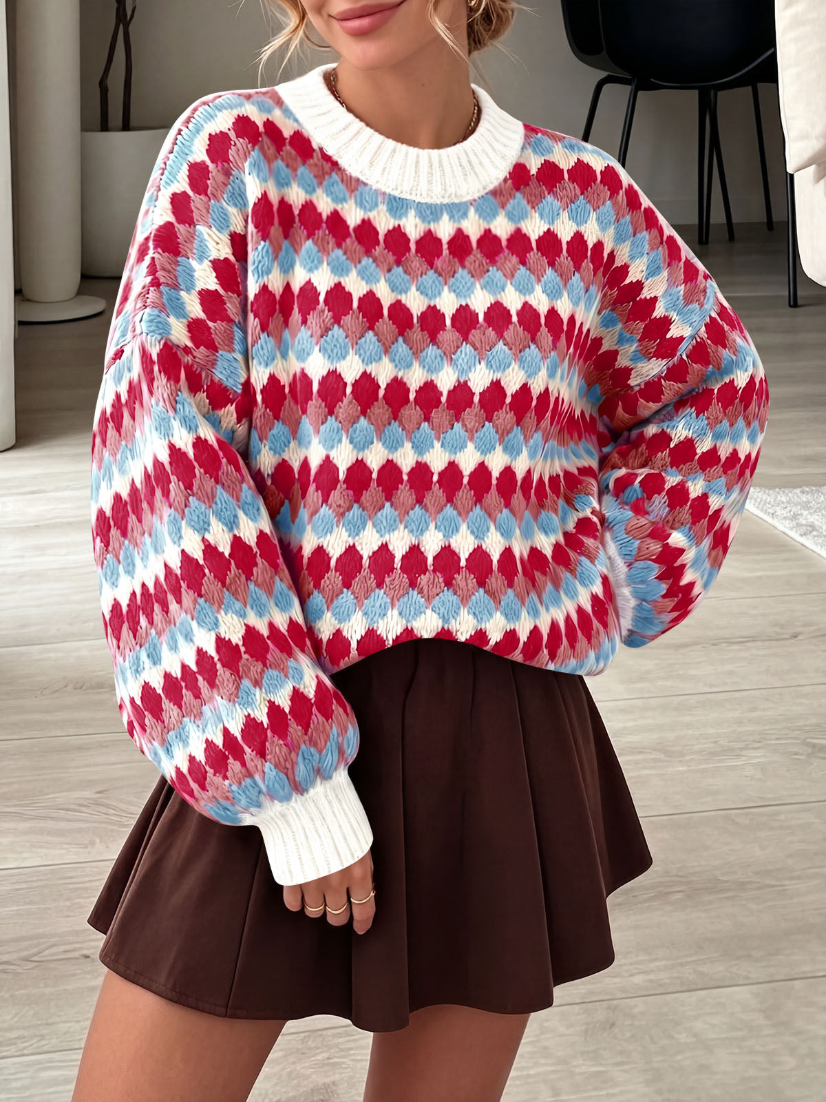 Saodimallsu Women Color Block Knit Sweater