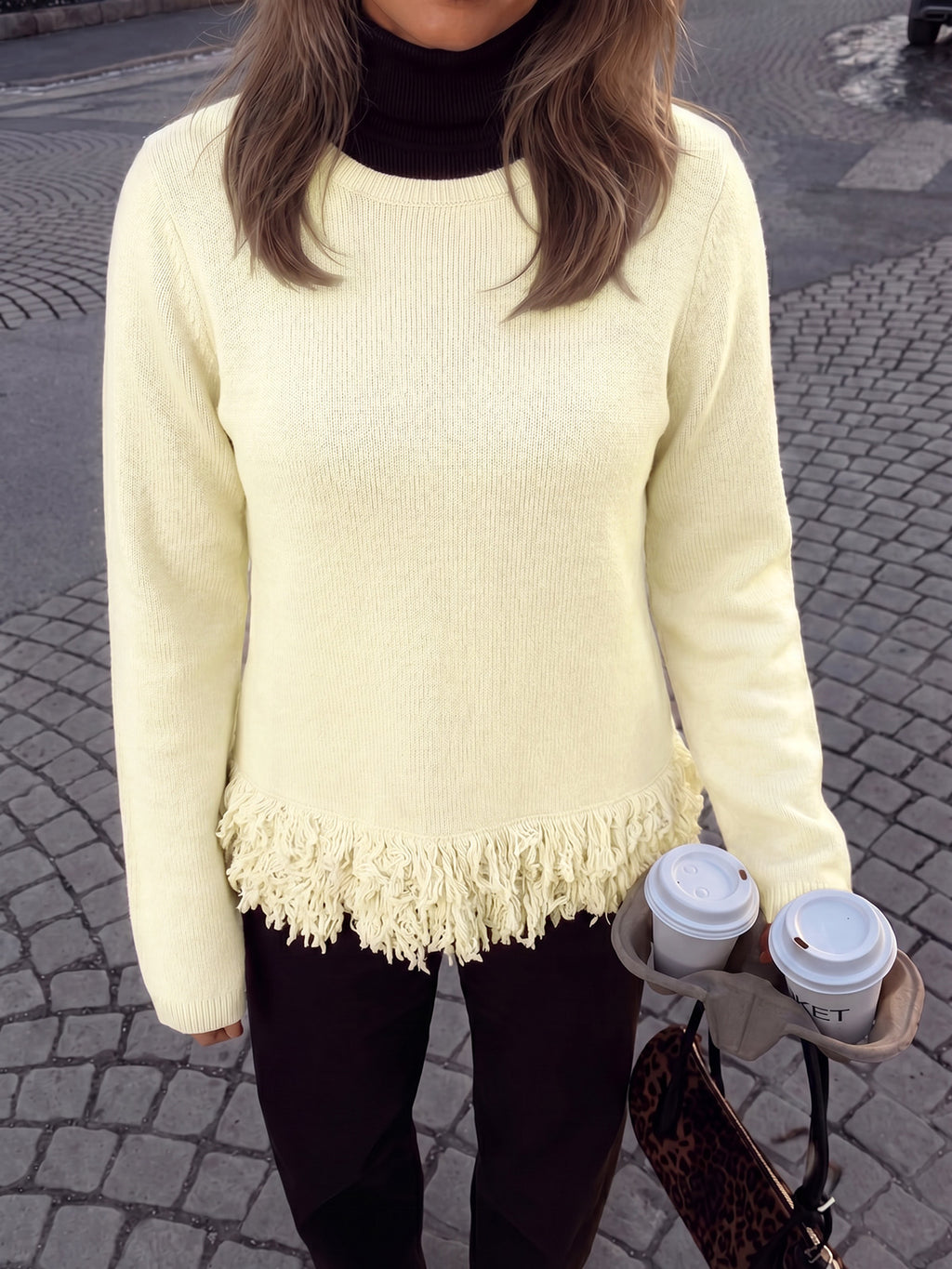 Saodimallsu Women Boho Fringe Knit Sweater