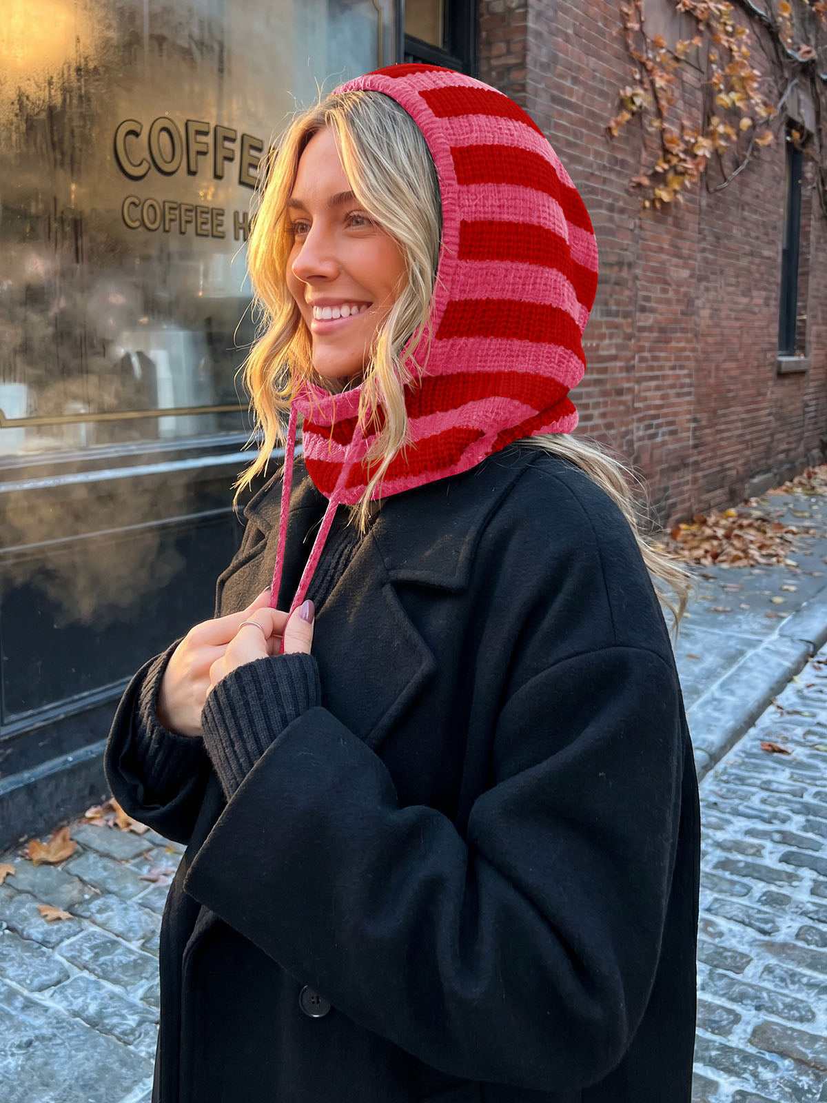 Saodimallsu Women Knit Balaclava Drawstring