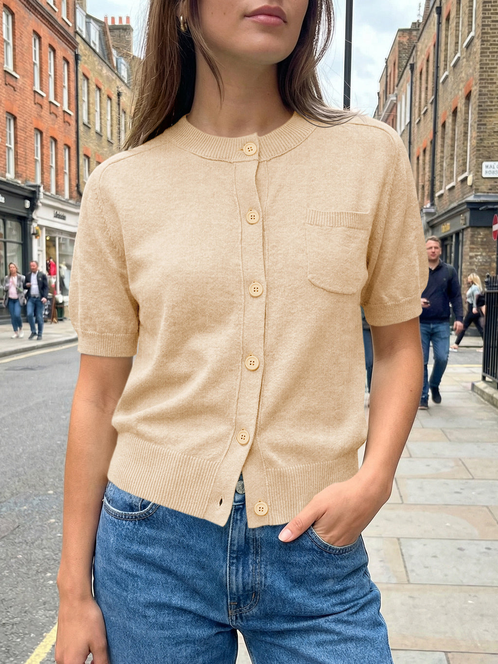 Saodimallsu Womens Puff Sleeve Button Down Cardigan