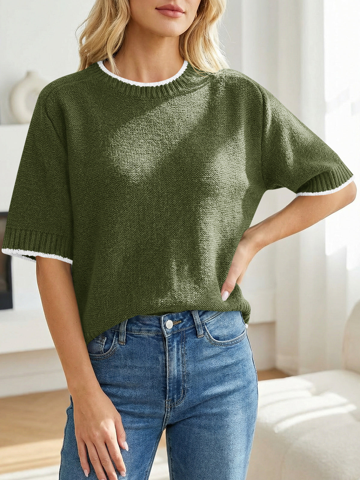 Saodimallsu Womens Casual Crew Neck Sweaters
