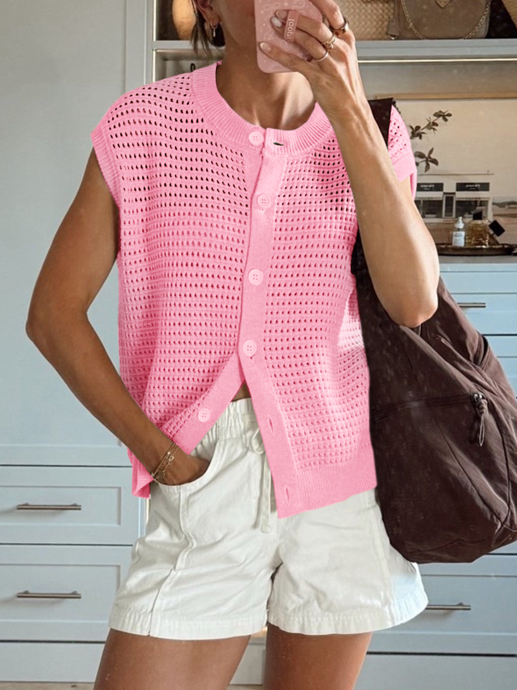 Saodimallsu Womens Short Cap Sleeve Sweater Vest