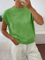 Saodimallsu Womens Short Sleeve Trendy Floral Pullover Sweaters