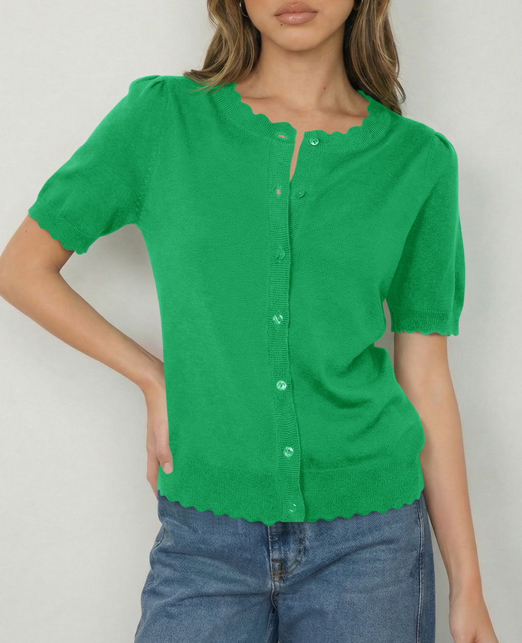 Saodimallsu Womens Puff Short Sleeve Cardigans
