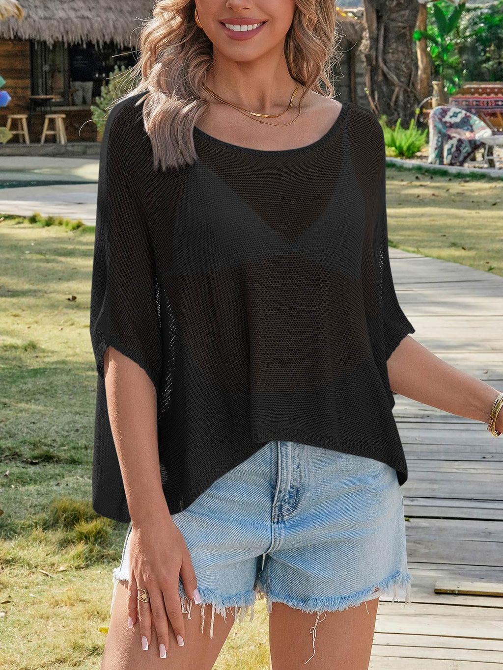 Saodimallsu Womens Batwing Oversized Beach Cover Up