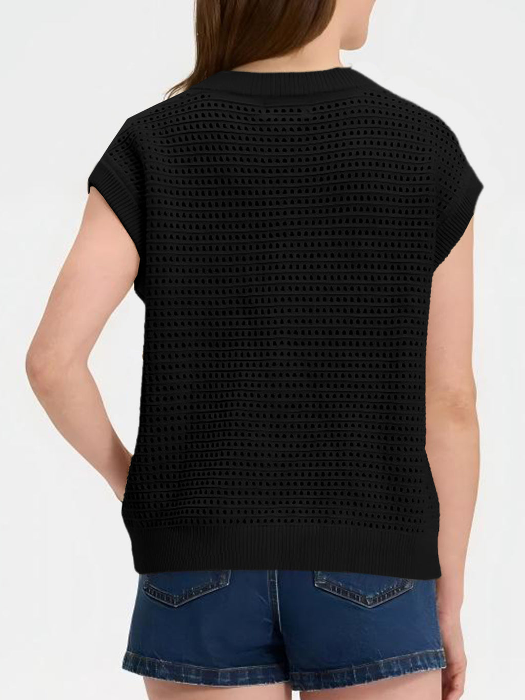 Saodimallsu Womens Short Cap Sleeve Sweater Vest