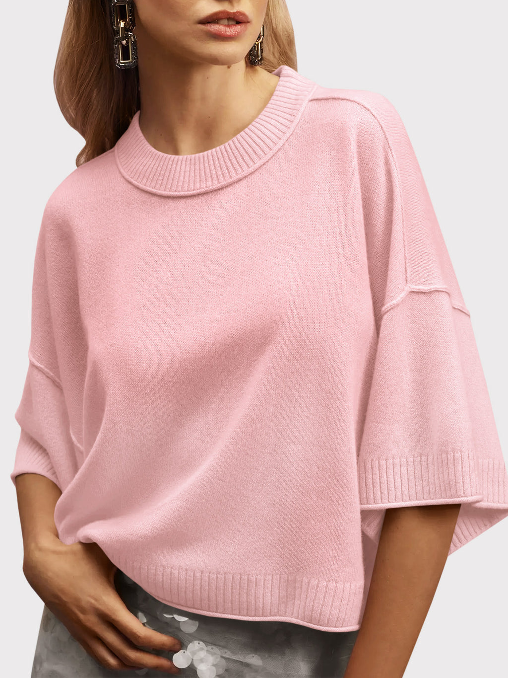 Saodimallsu Womens Oversized Cropped Sweater