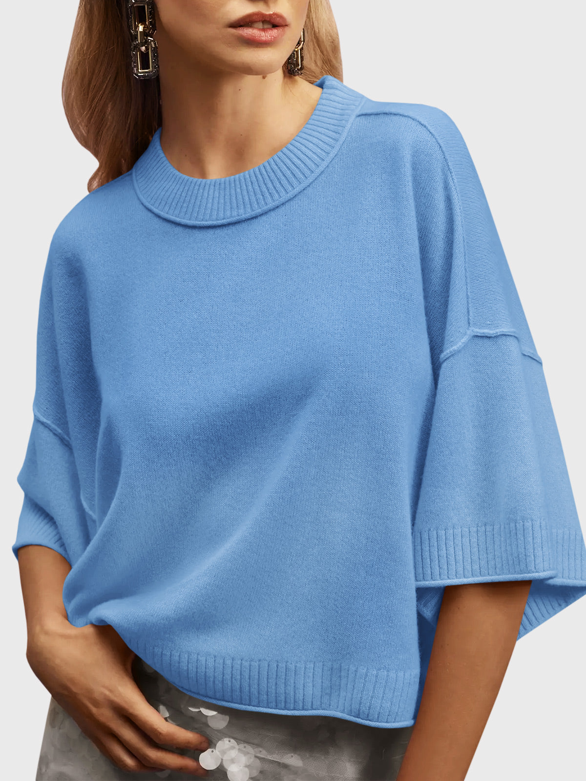 Saodimallsu Womens Oversized Cropped Sweater