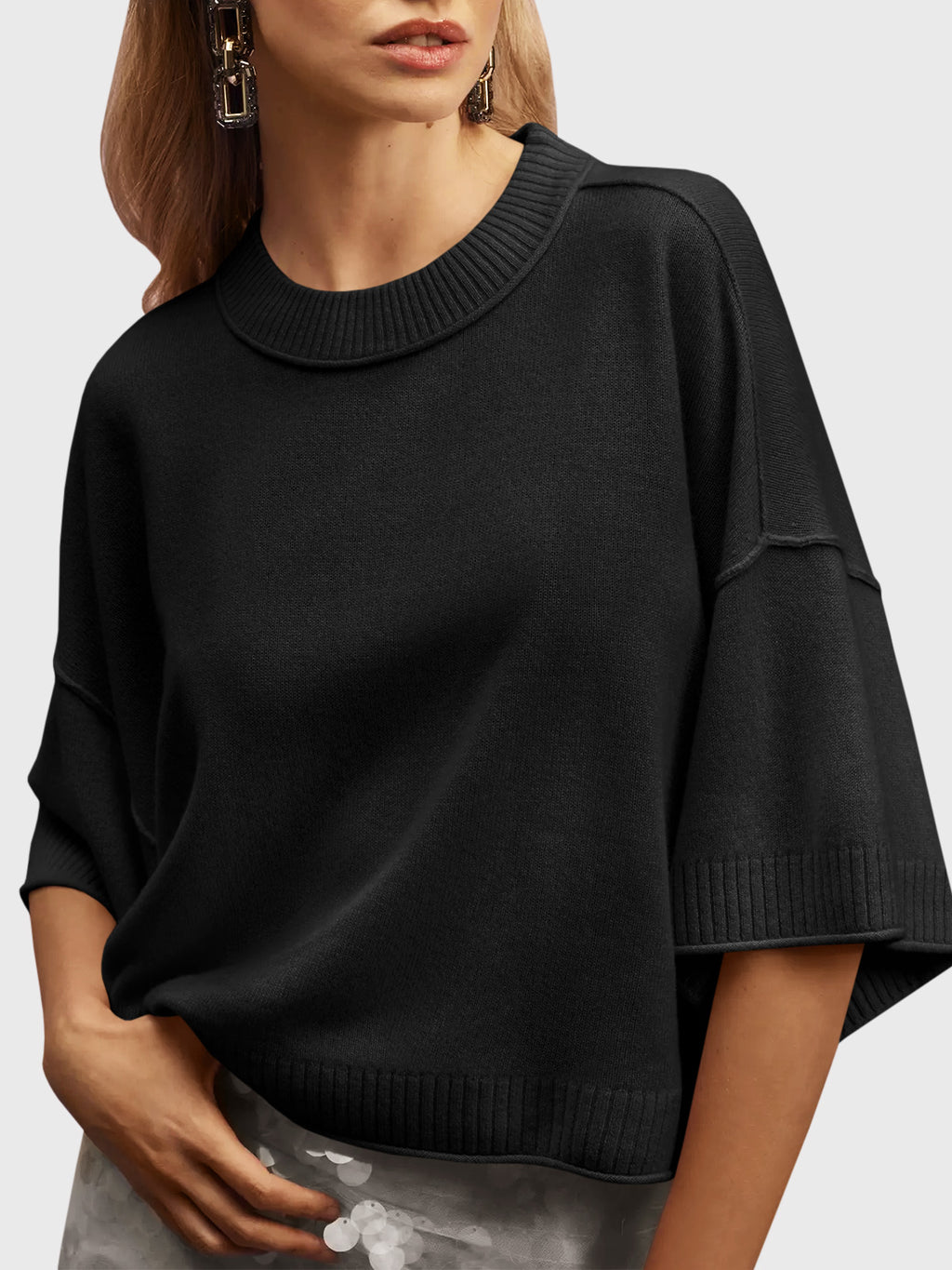 Saodimallsu Womens Oversized Cropped Sweater