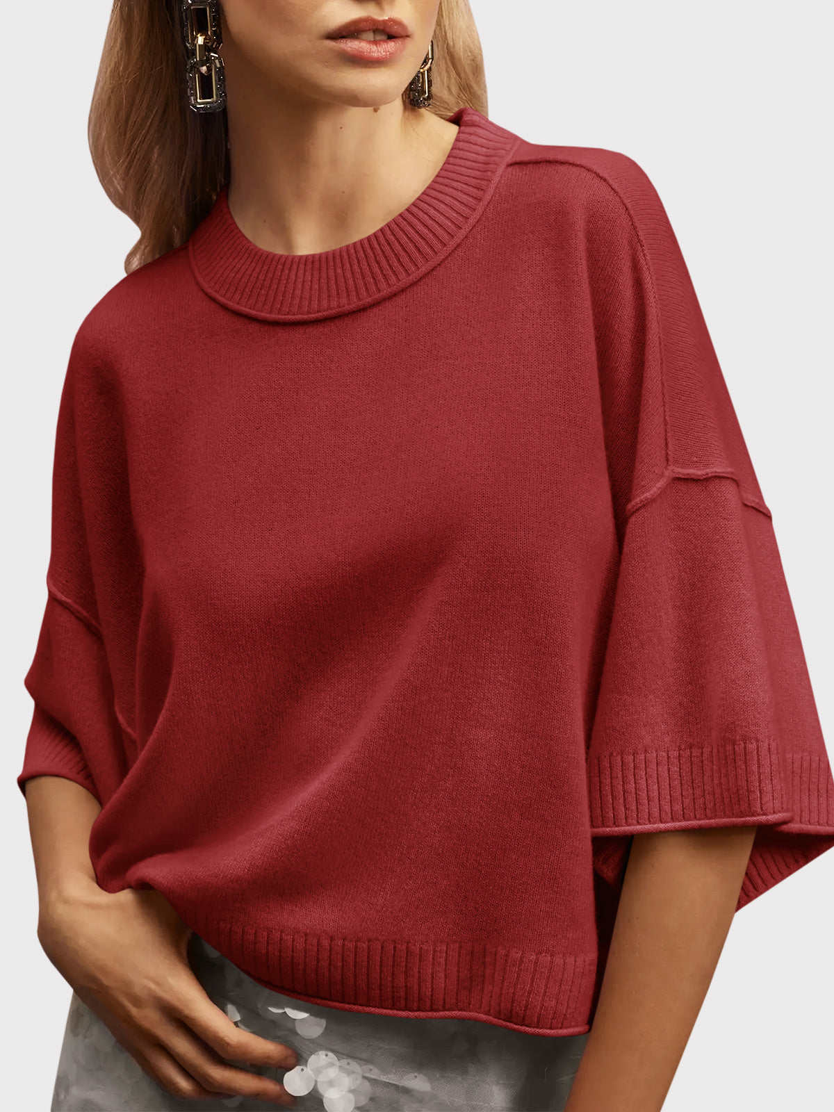 Saodimallsu Womens Oversized Cropped Sweater