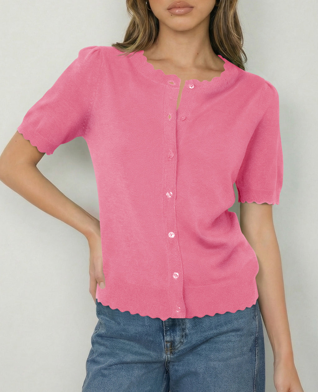 Saodimallsu Womens Puff Short Sleeve Cardigans