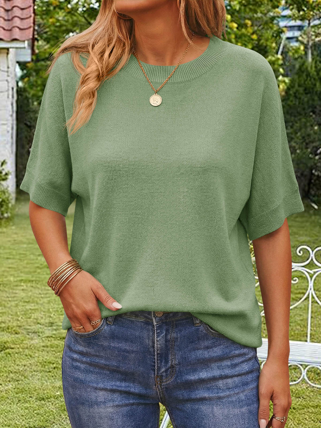 Saodimallsu Womens Oversized Batwing Sleeve Knit Pullover