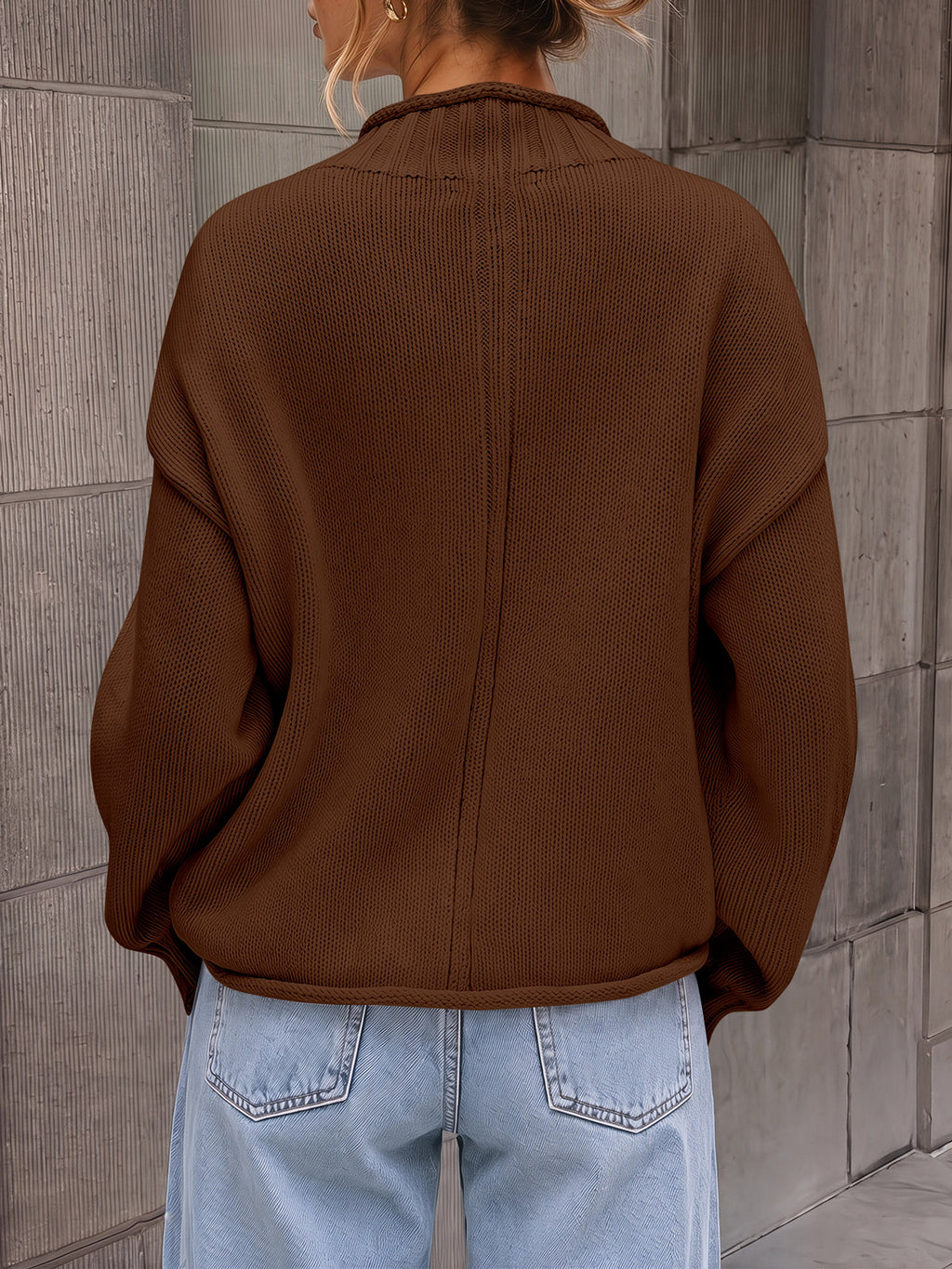Saodimallsu Women Mock Neck Chunky Knit Tops