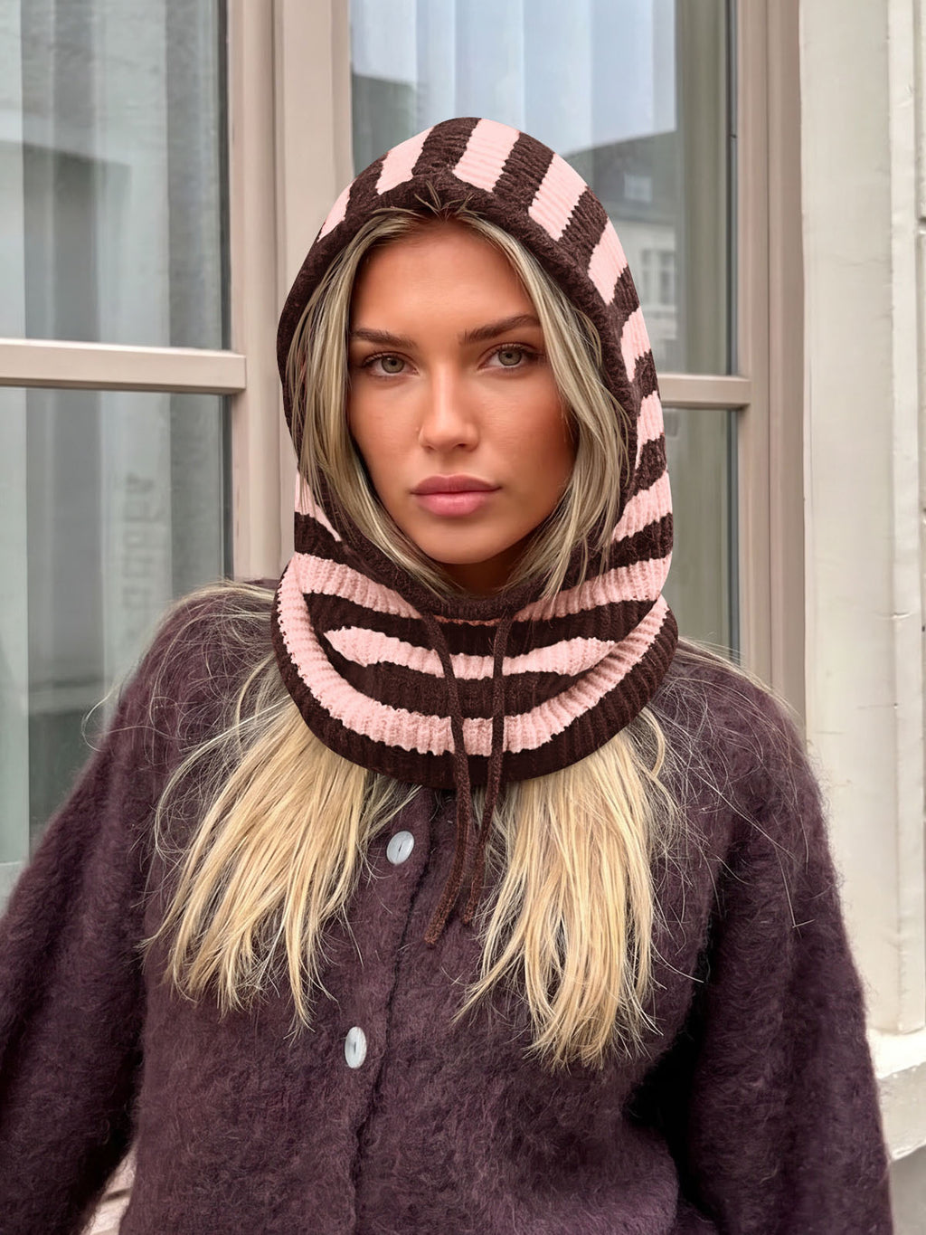 Saodimallsu Women Knit Balaclava Drawstring