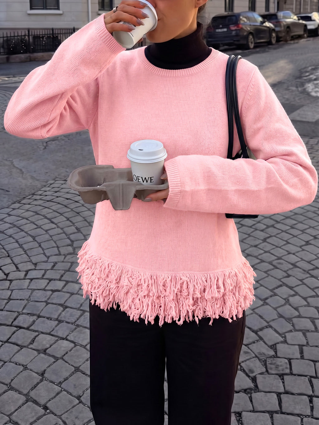 Saodimallsu Women Boho Fringe Knit Sweater