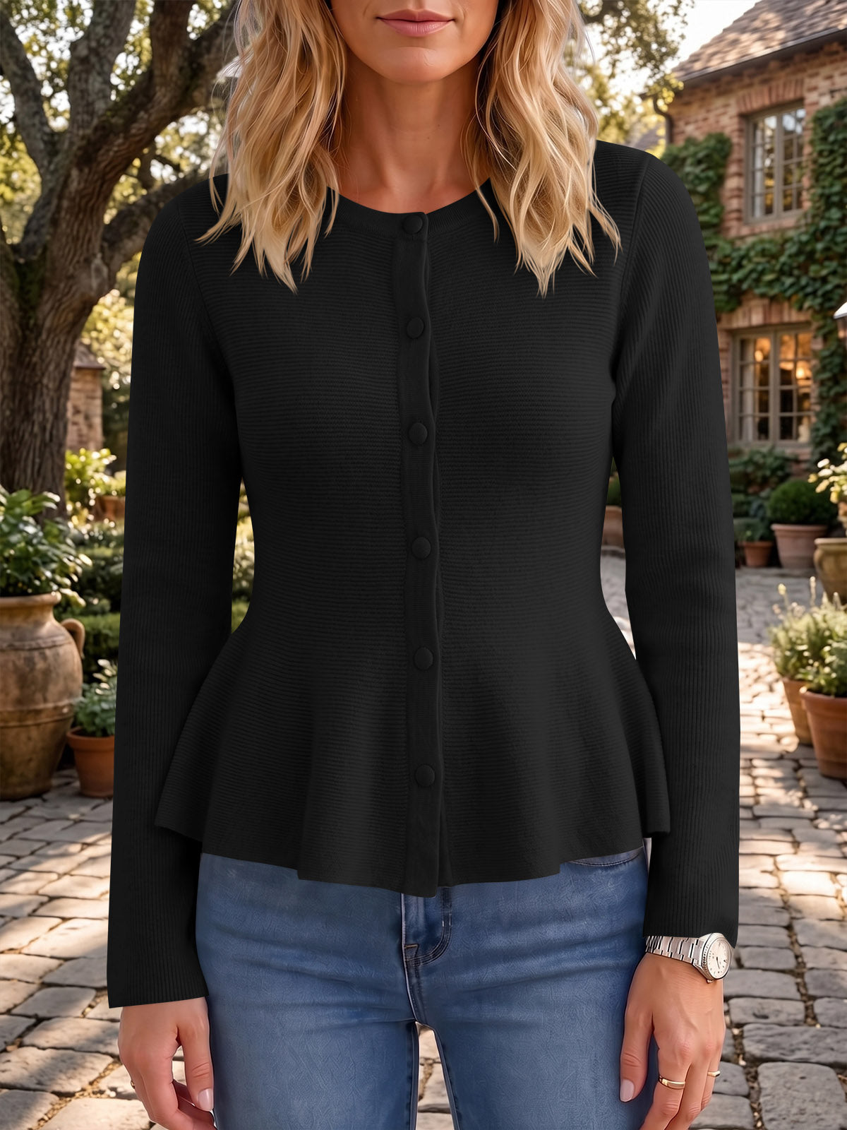 Saodimallsu Womens Ruffle Knit Cardigan Tops