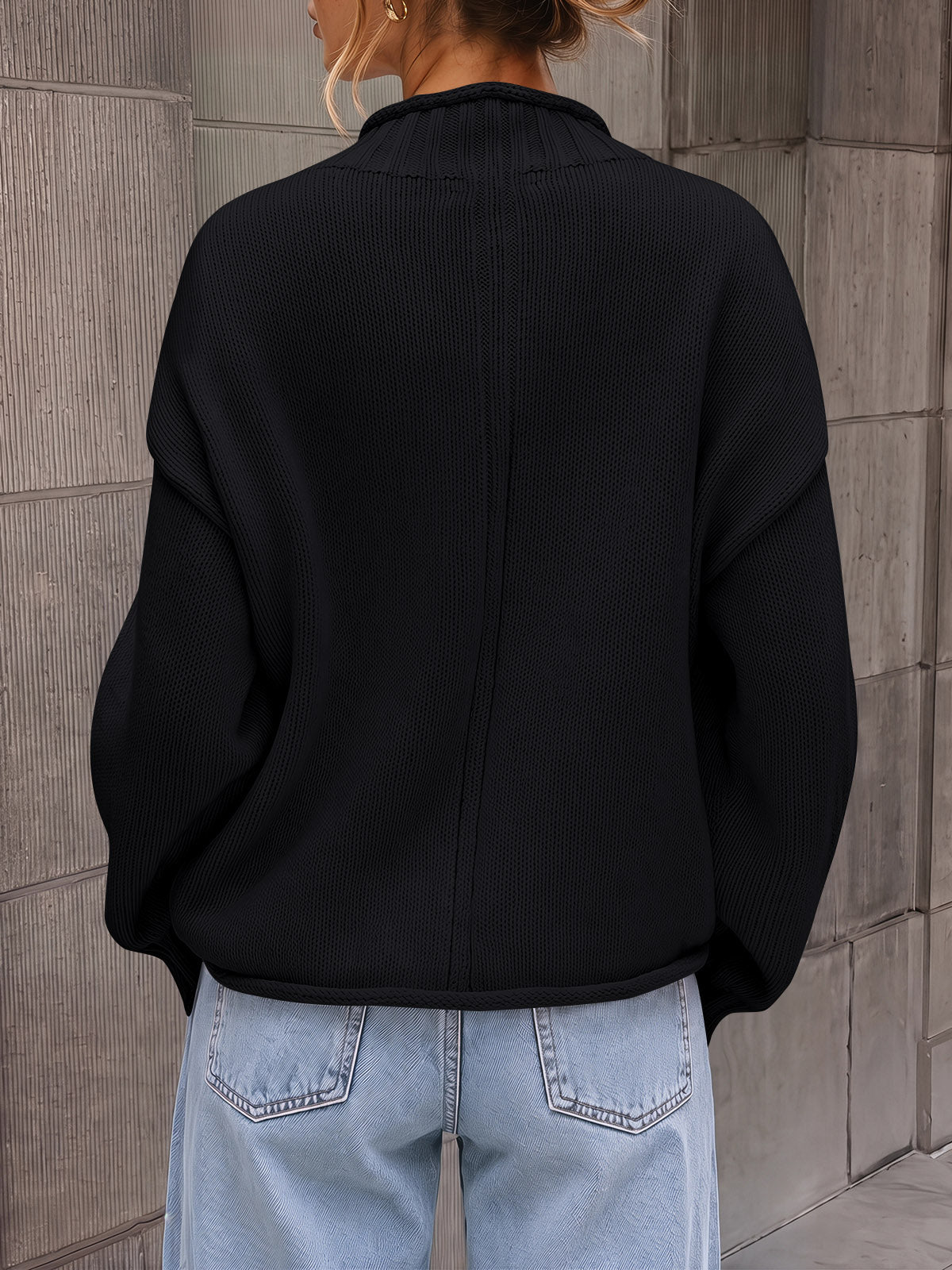 Saodimallsu Women Mock Neck Chunky Knit Tops