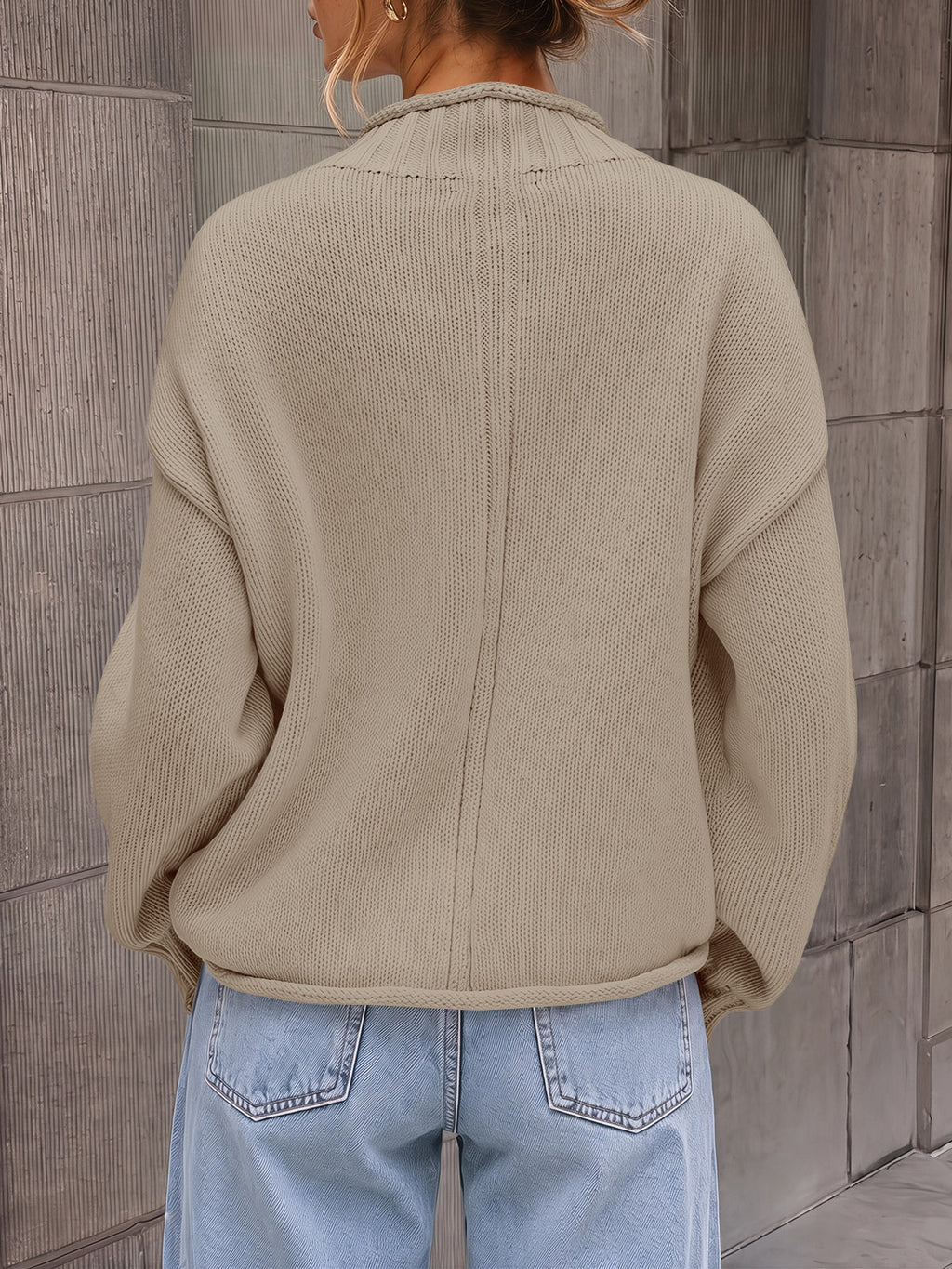 Saodimallsu Women Mock Neck Chunky Knit Tops