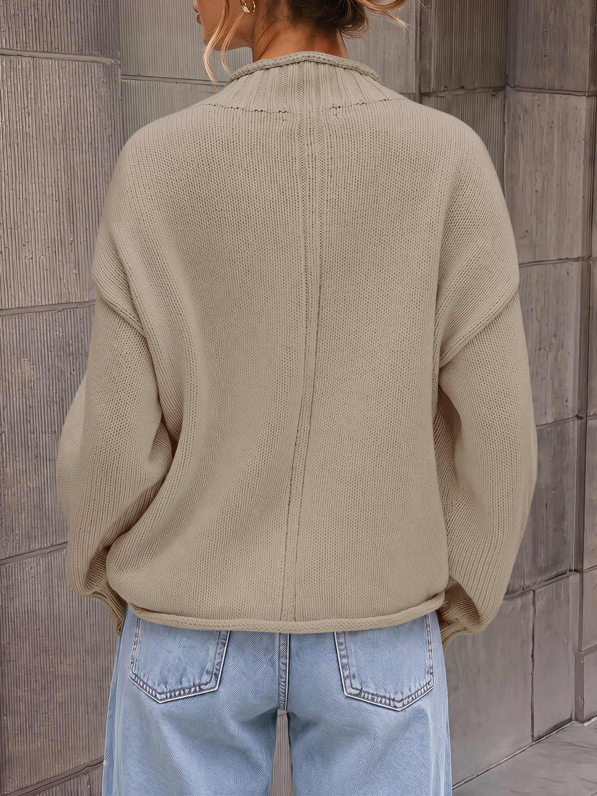 Saodimallsu Women Mock Neck Chunky Knit Tops