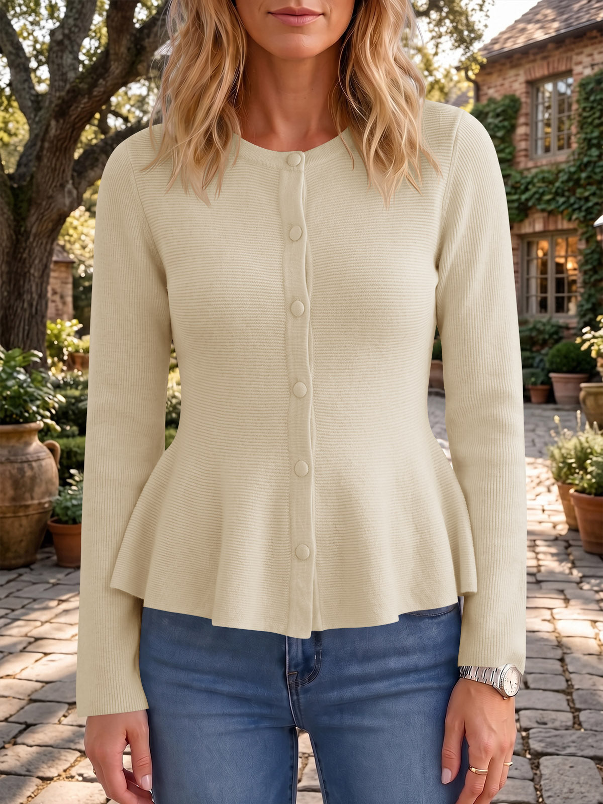 Saodimallsu Womens Ruffle Knit Cardigan Tops