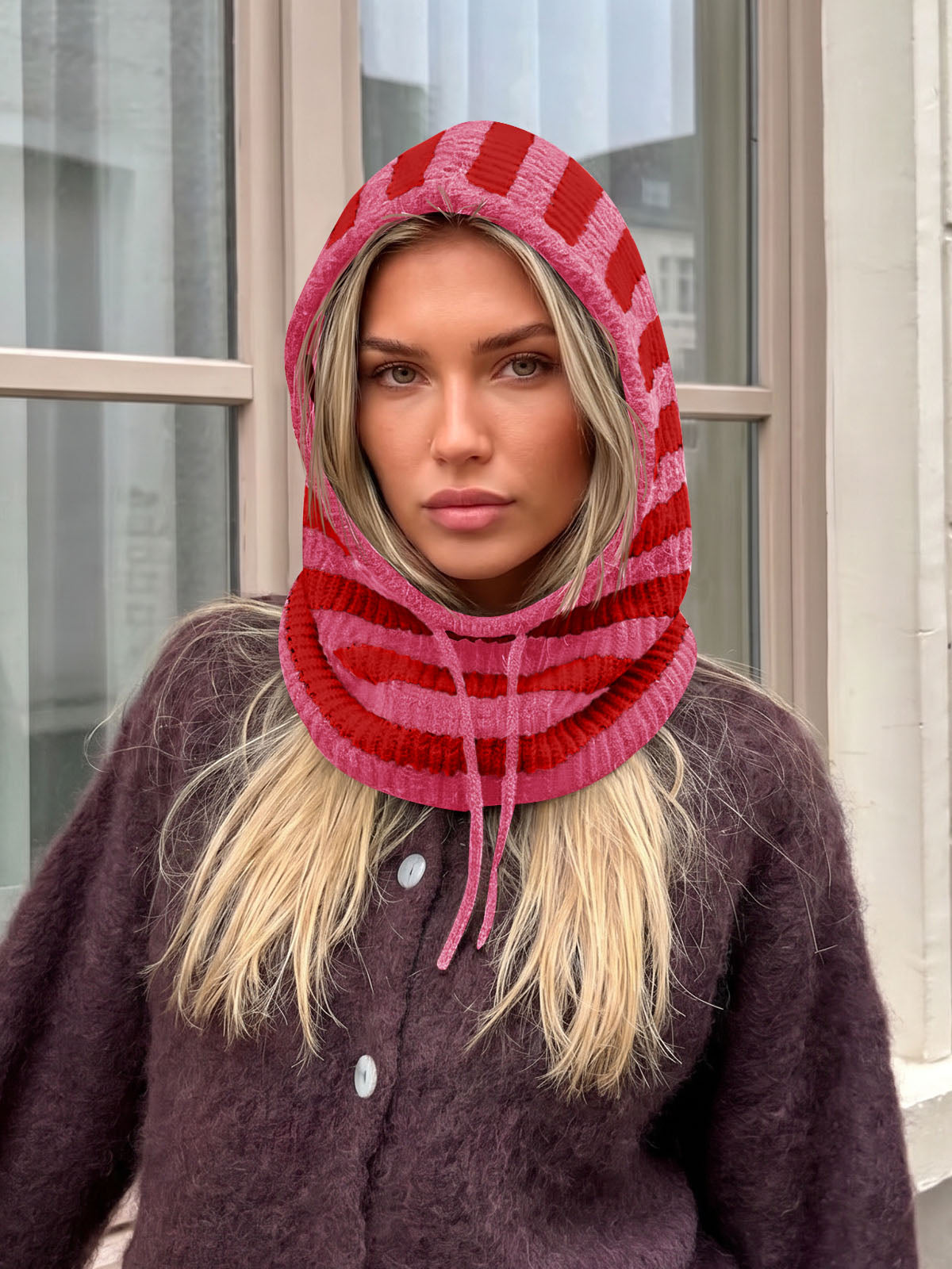 Saodimallsu Women Knit Balaclava Drawstring