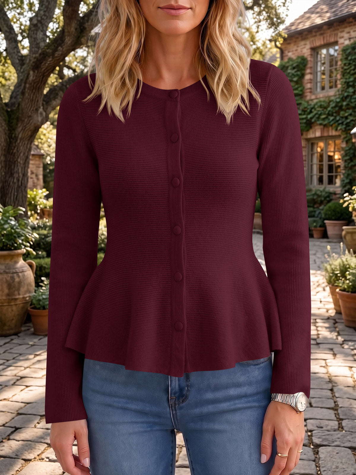 Saodimallsu Womens Ruffle Knit Cardigan Tops
