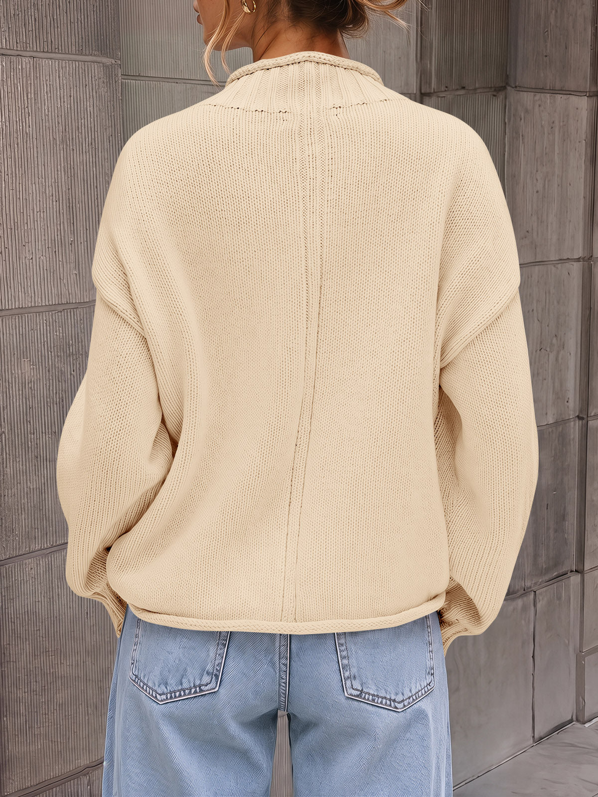 Saodimallsu Women Mock Neck Chunky Knit Tops