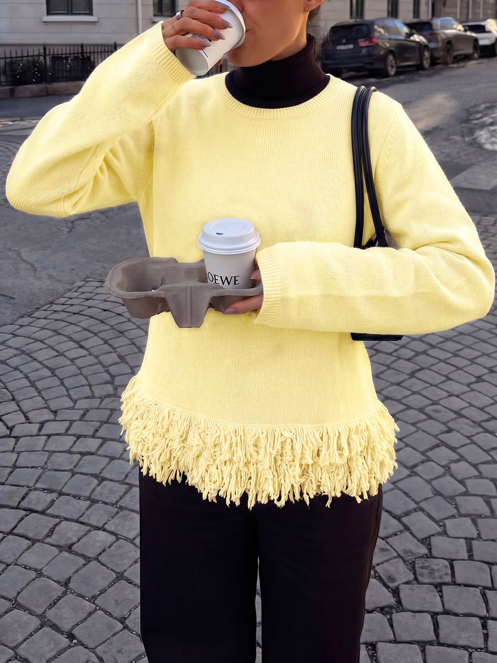 Saodimallsu Women Boho Fringe Knit Sweater