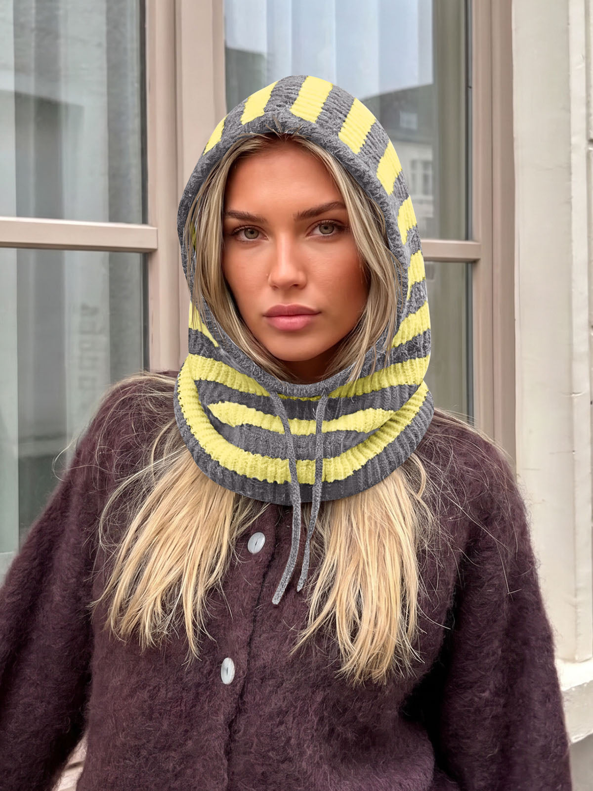 Saodimallsu Women Knit Balaclava Drawstring