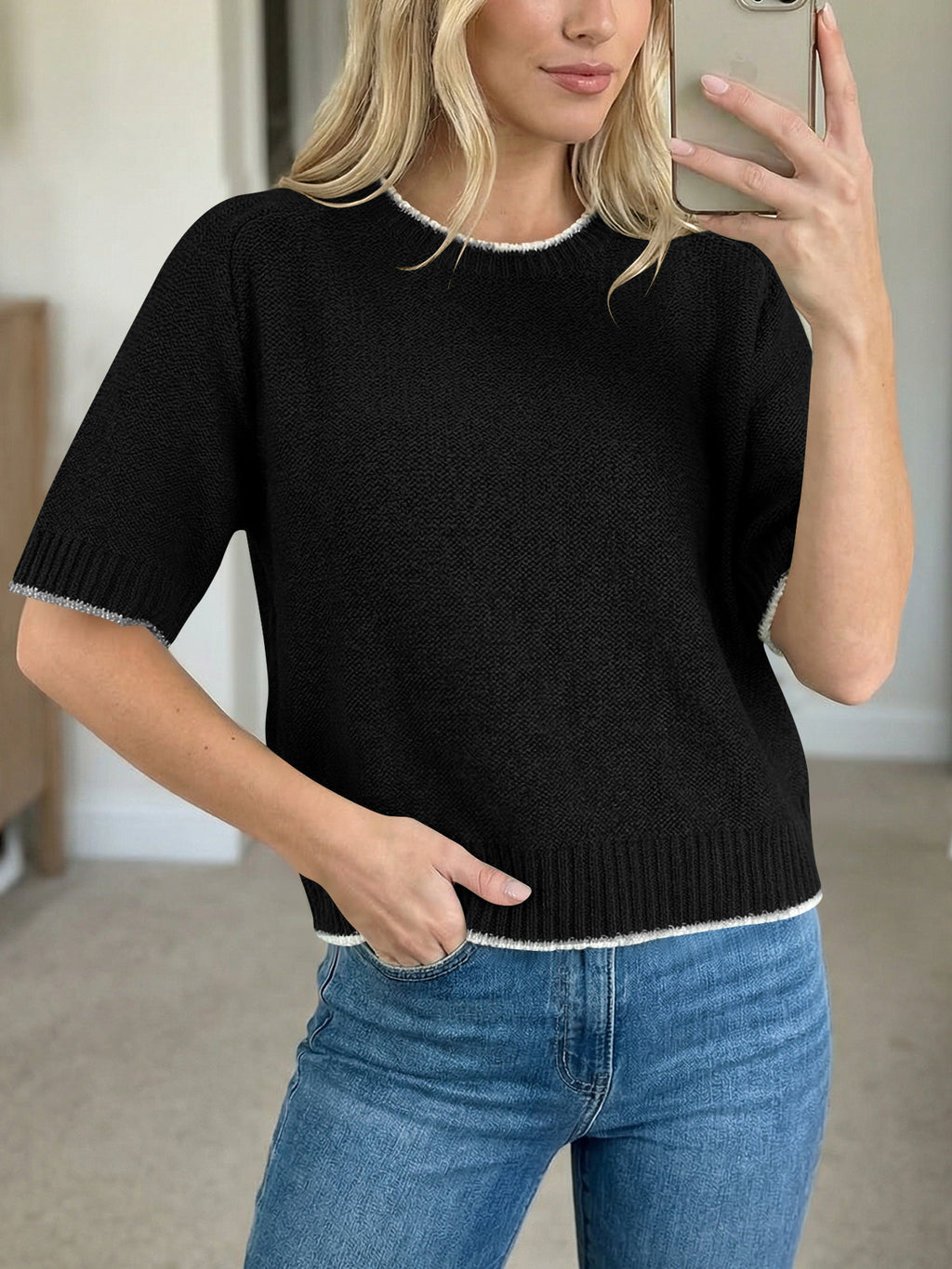 Saodimallsu Womens Casual Crew Neck Sweaters
