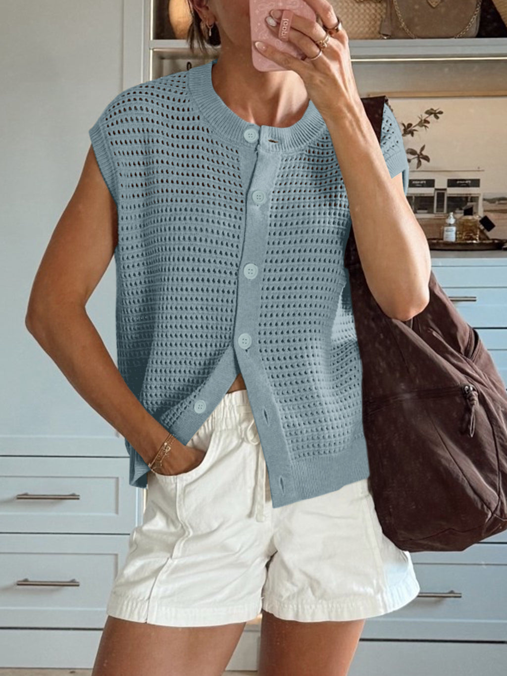 Saodimallsu Womens Short Cap Sleeve Sweater Vest