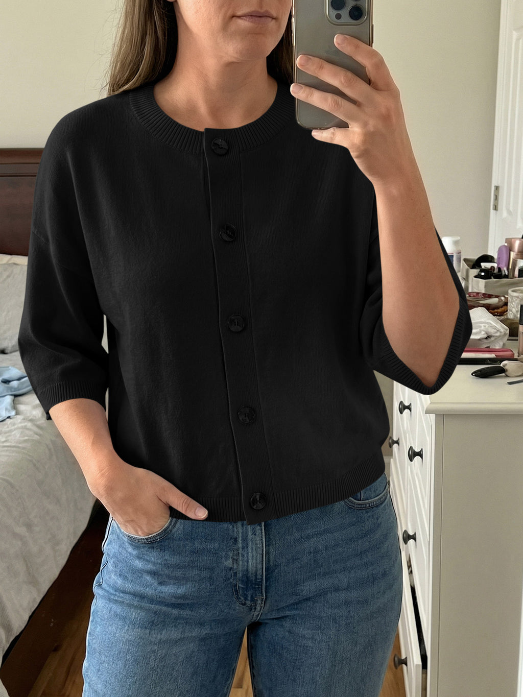 Saodimallsu Womens Short Sleeve Button Down Cardigan