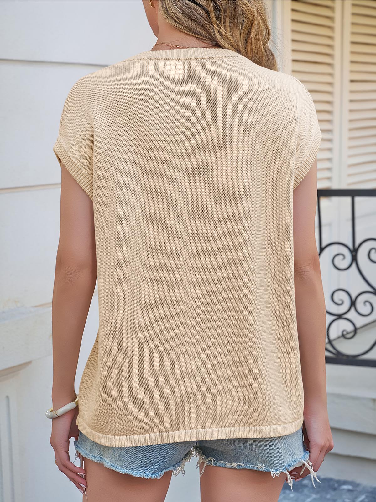 Saodimallsu Womens Crew Neck Cap Sleeve Vest