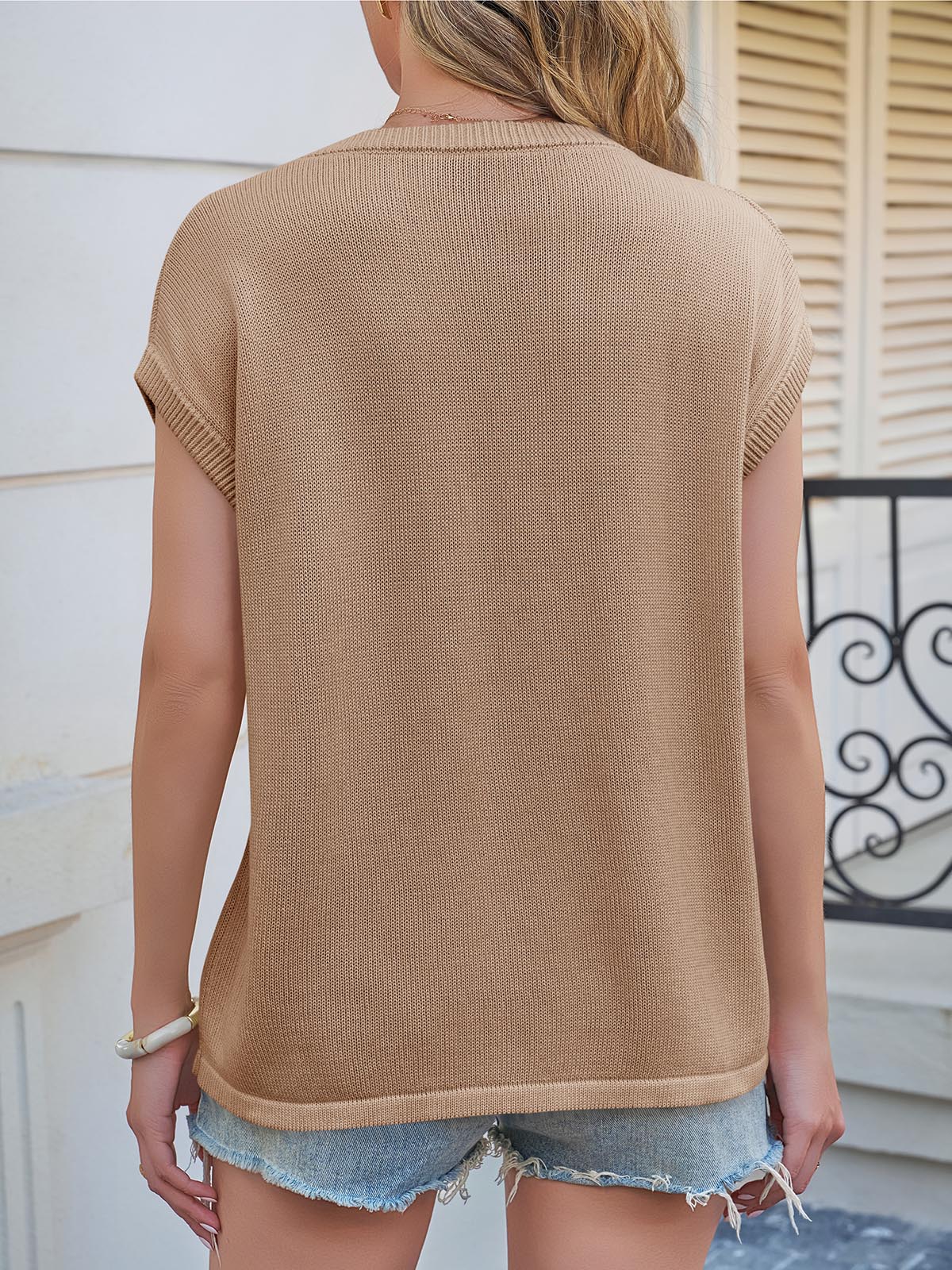 Saodimallsu Womens Crew Neck Cap Sleeve Vest