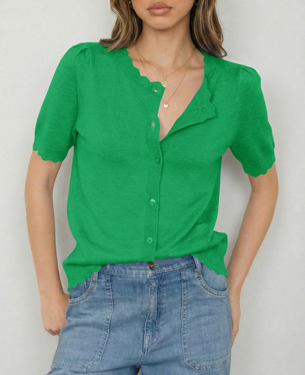 Saodimallsu Womens Puff Short Sleeve Cardigans