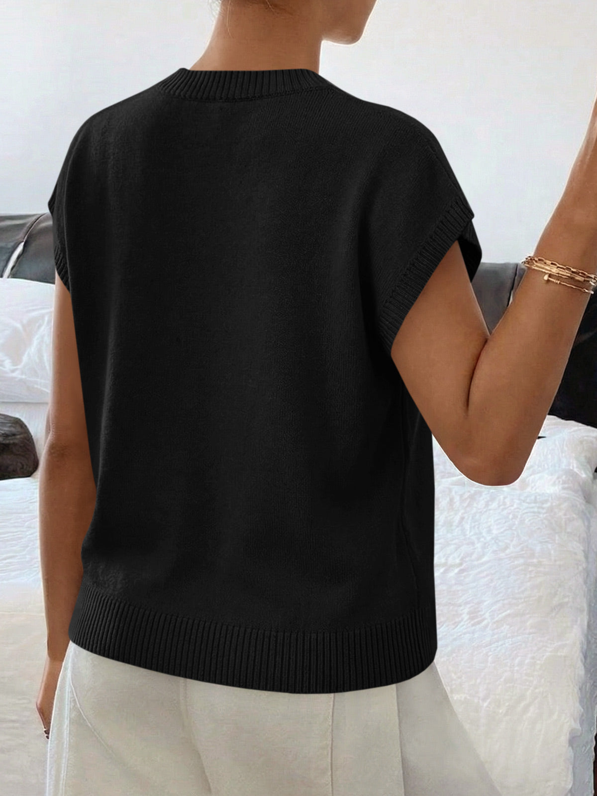 Saodimallsu Womens Short Sleeve Trendy Floral Pullover Sweaters