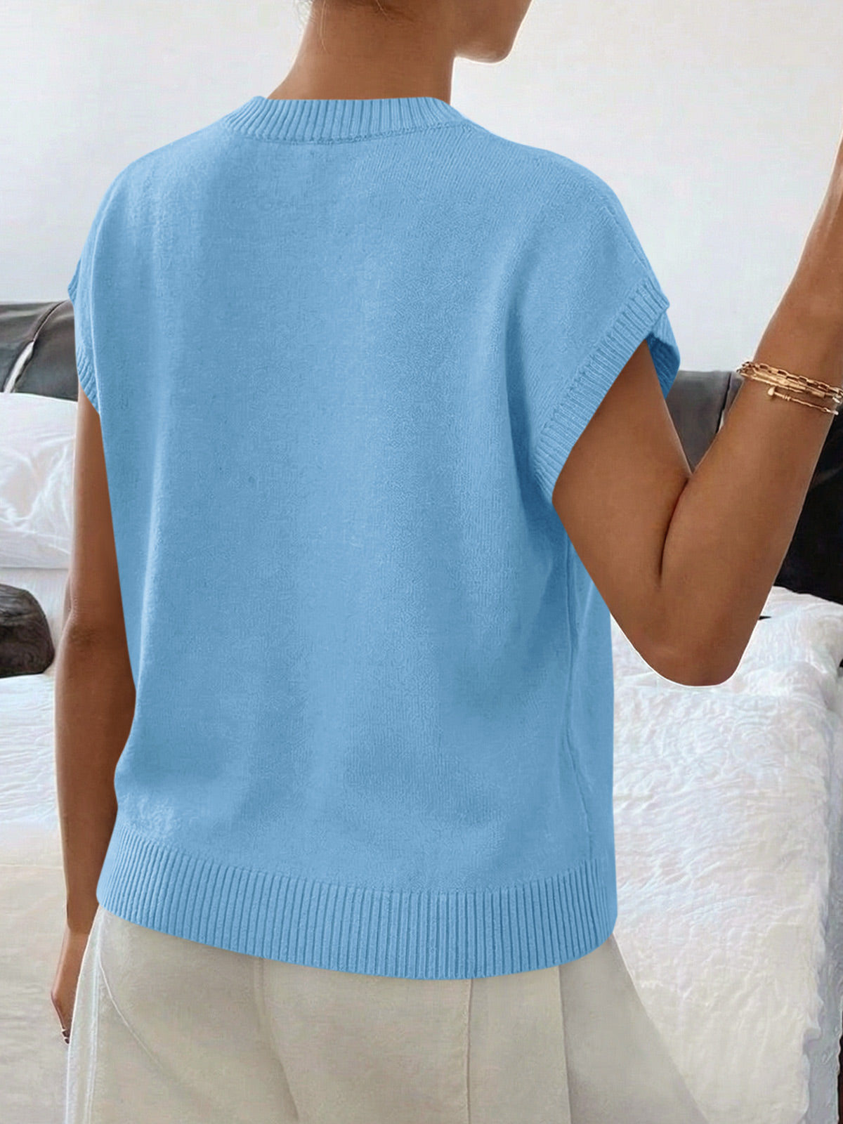 Saodimallsu Womens Short Sleeve Trendy Floral Pullover Sweaters