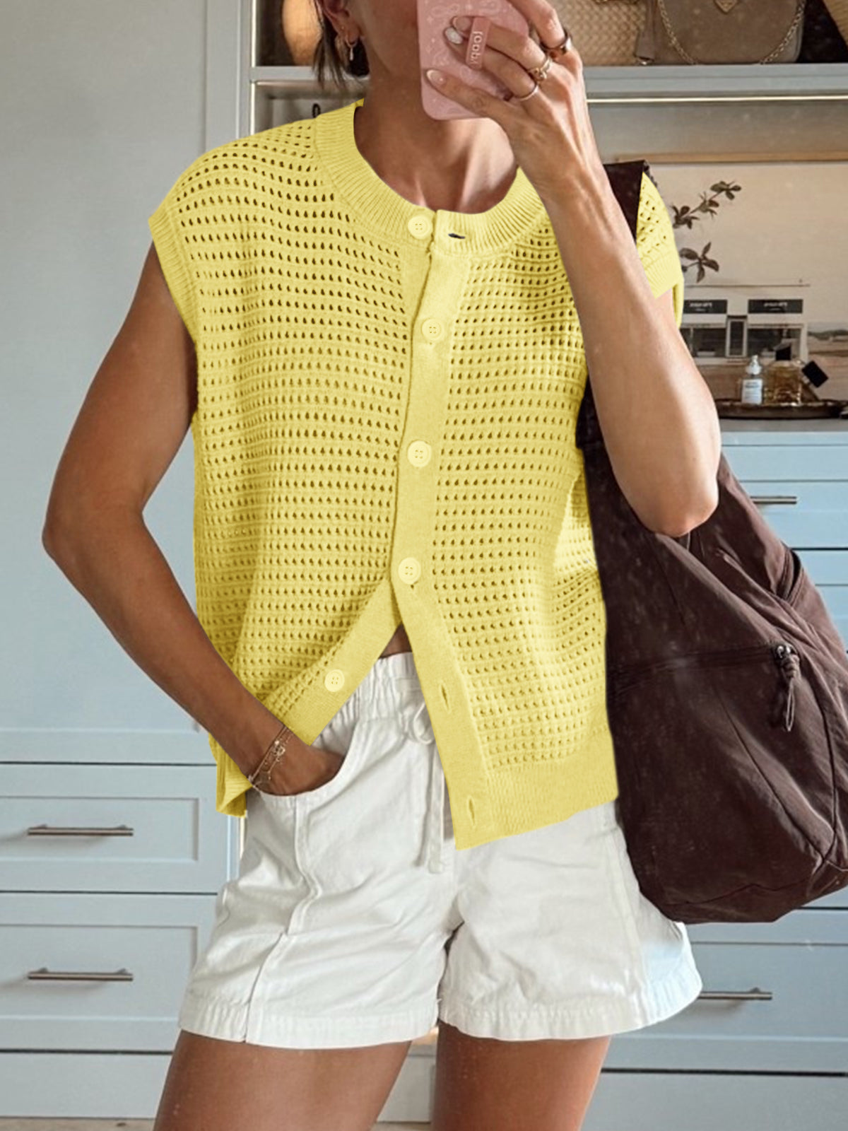 Saodimallsu Womens Short Cap Sleeve Sweater Vest