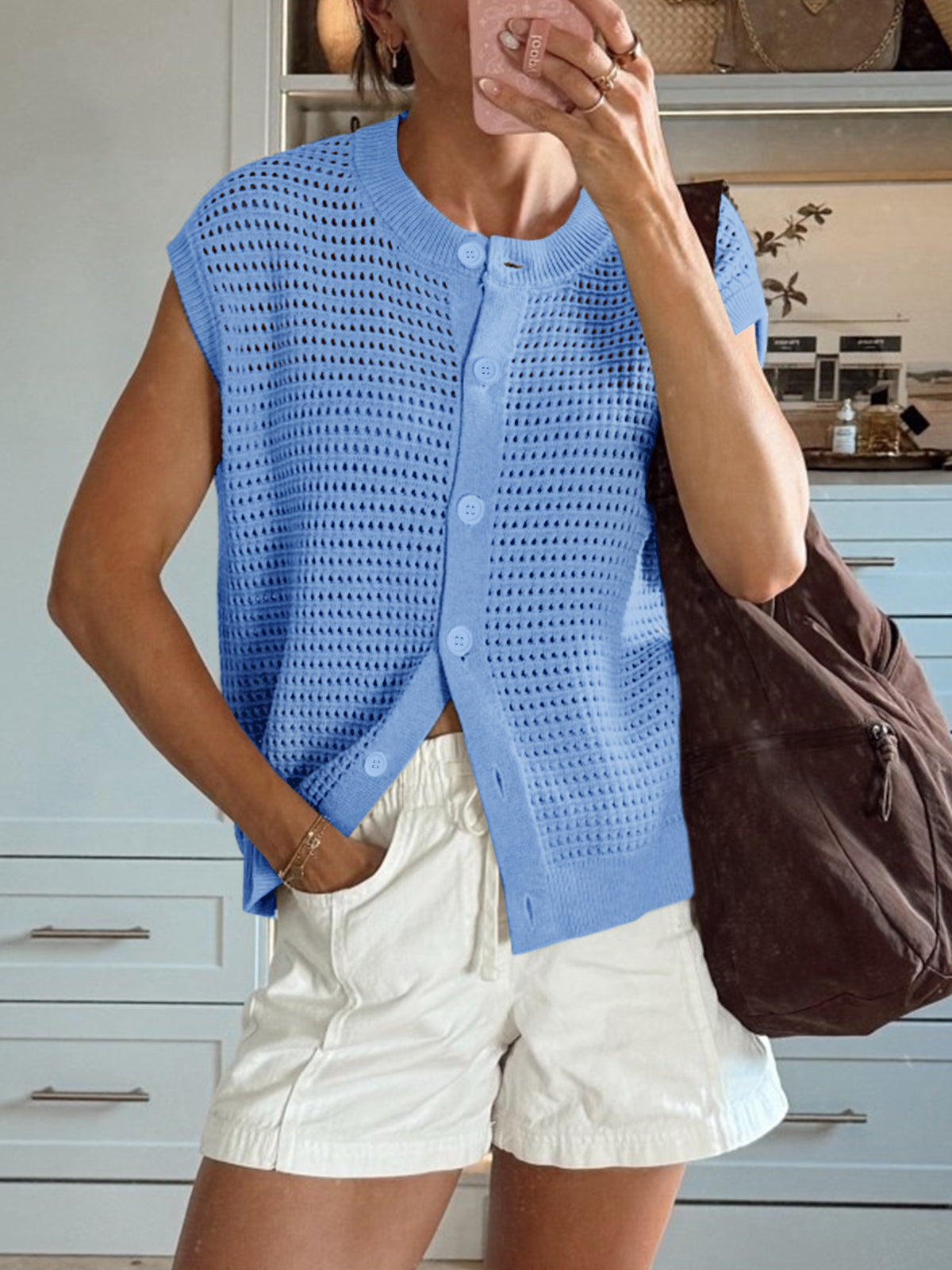 Saodimallsu Womens Short Cap Sleeve Sweater Vest