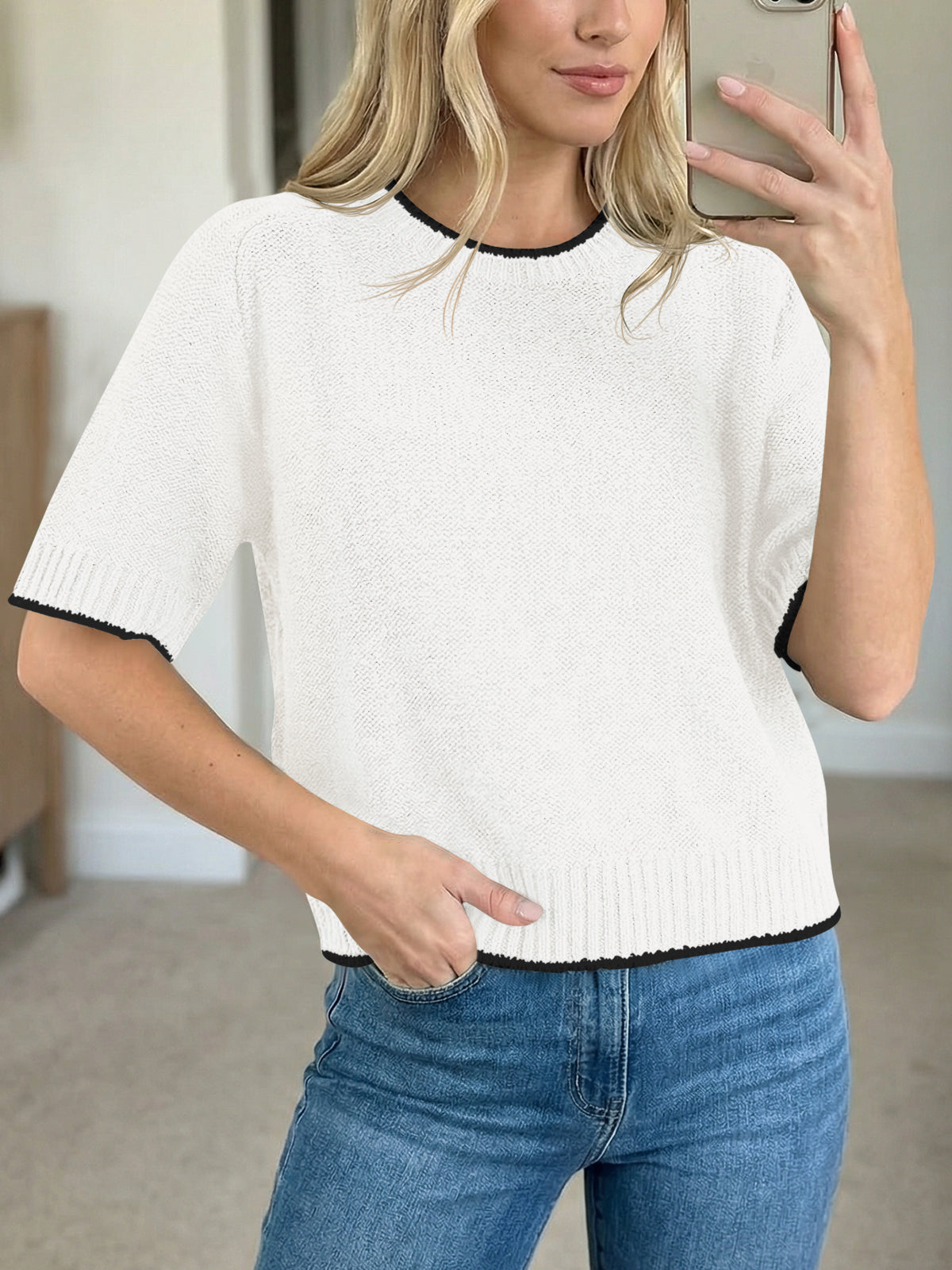 Saodimallsu Womens Casual Crew Neck Sweaters