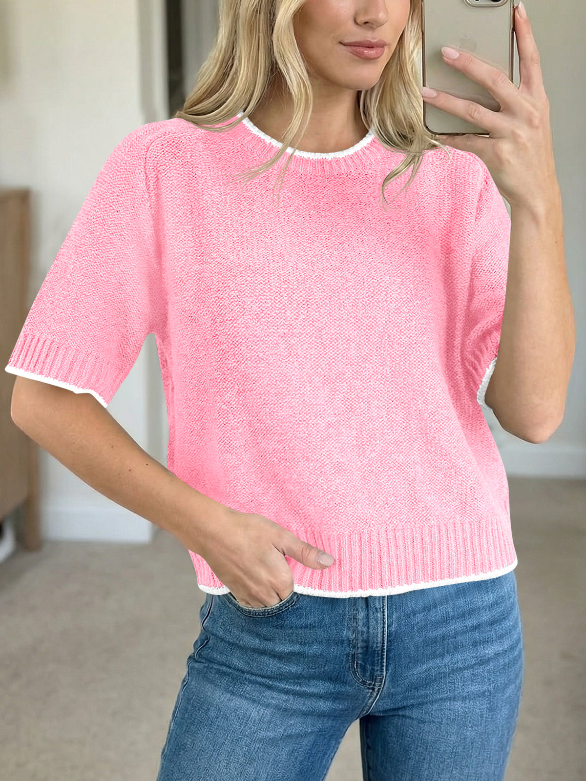Saodimallsu Womens Casual Crew Neck Sweaters