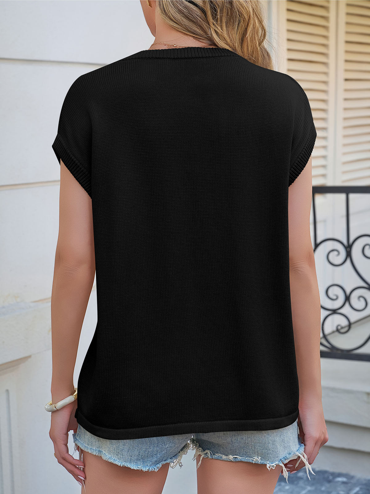 Saodimallsu Womens Crew Neck Cap Sleeve Vest